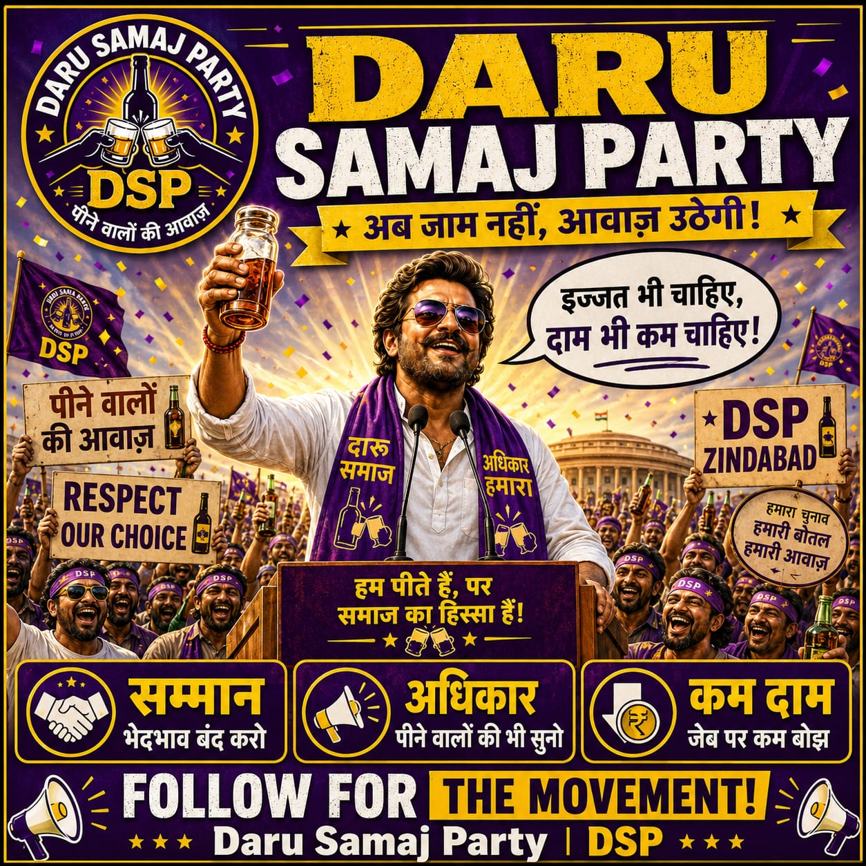 Daru Samaj Party campaign poster